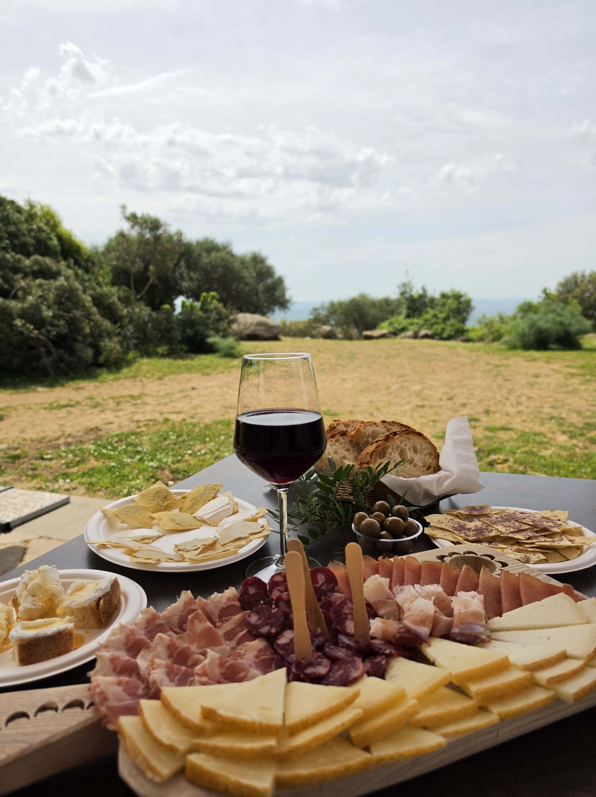 Il pranzo all'aperto con vista sulla campagna della Giara